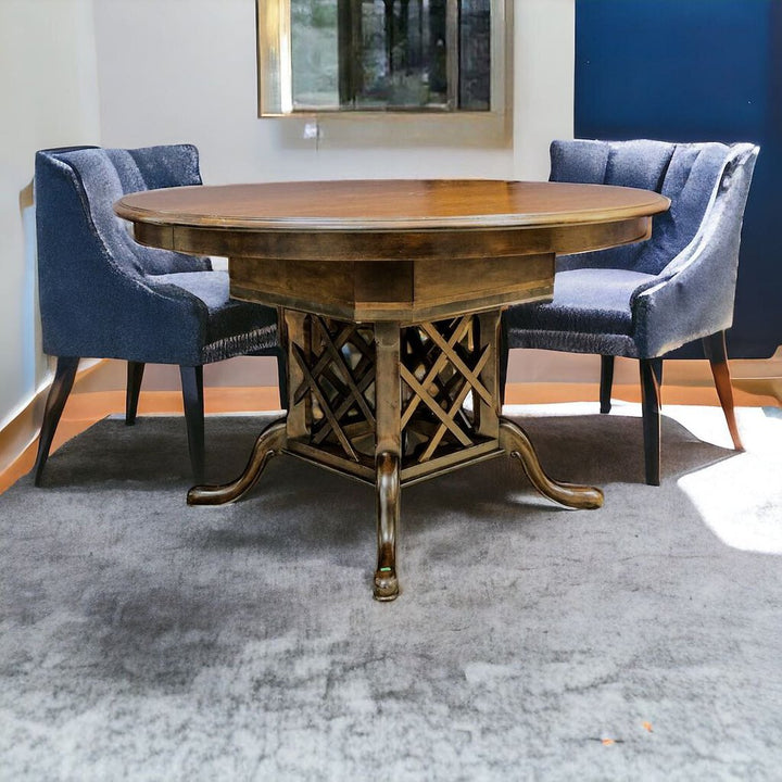 Round Adjustable Height Table with Leaf