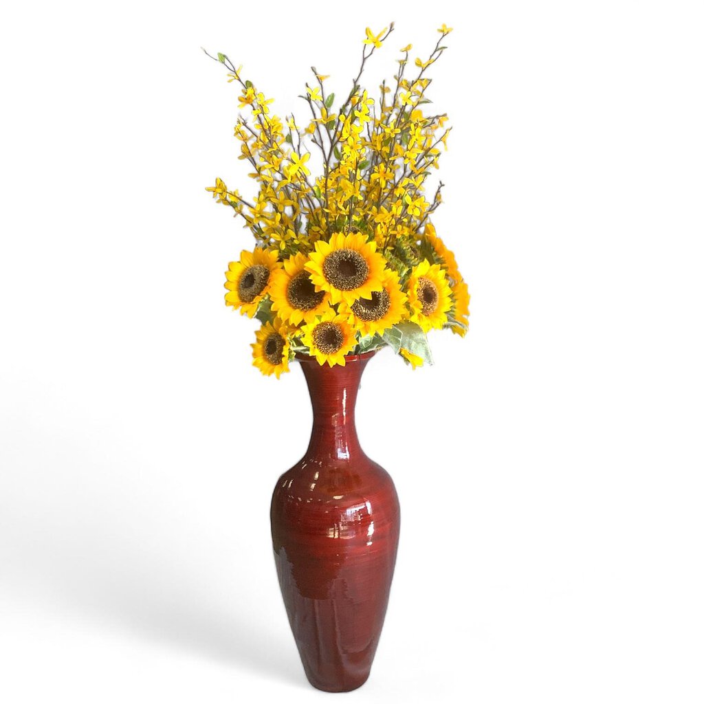 Large Resin Floor Vase w/Sunflowers