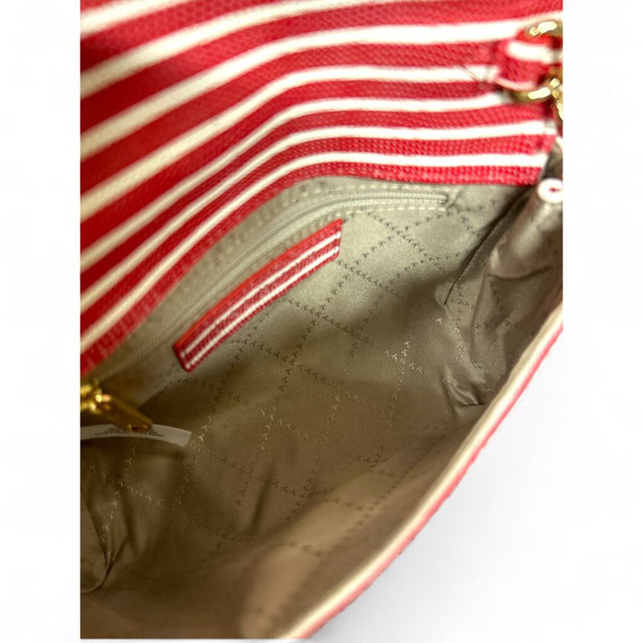 Heart Clasp Striped Handbag