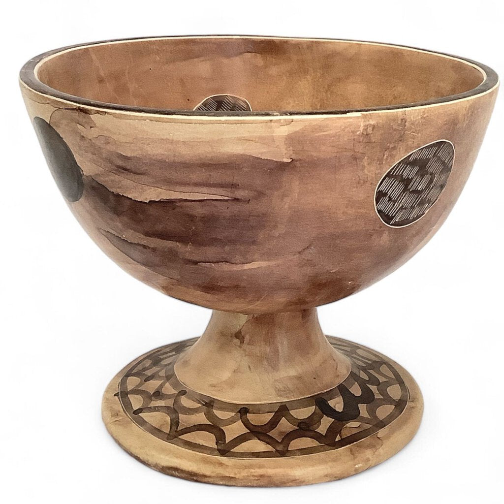 Hand Carved Besmo Pedestal Bowl