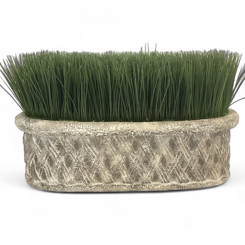 Faux Grass in Stone Style Planter