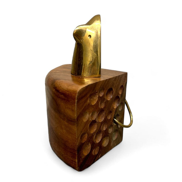 MCM Teak Wood Cheese & Brass Mouse Sculpture