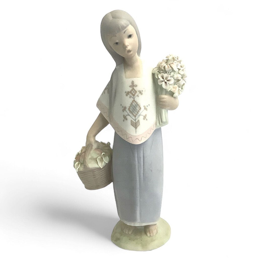 Girl with Basket of Apples Porcelain Figurine