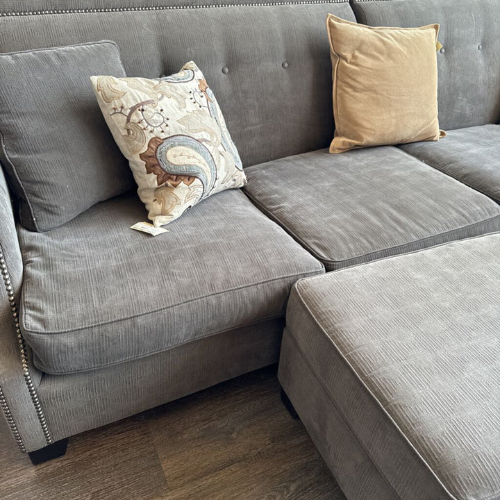 2 Piece Sofa with Ottoman and 5 Pillows