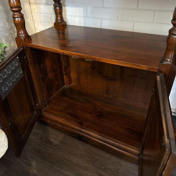 Antique Wooden Etagere with Cabinet Base