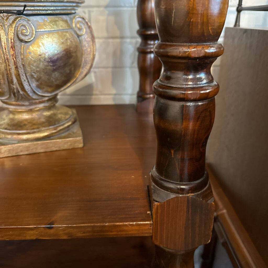 Antique Wooden Etagere with Cabinet Base