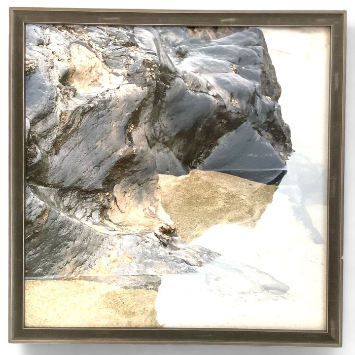 Water/Rocks Framed Canvas Art