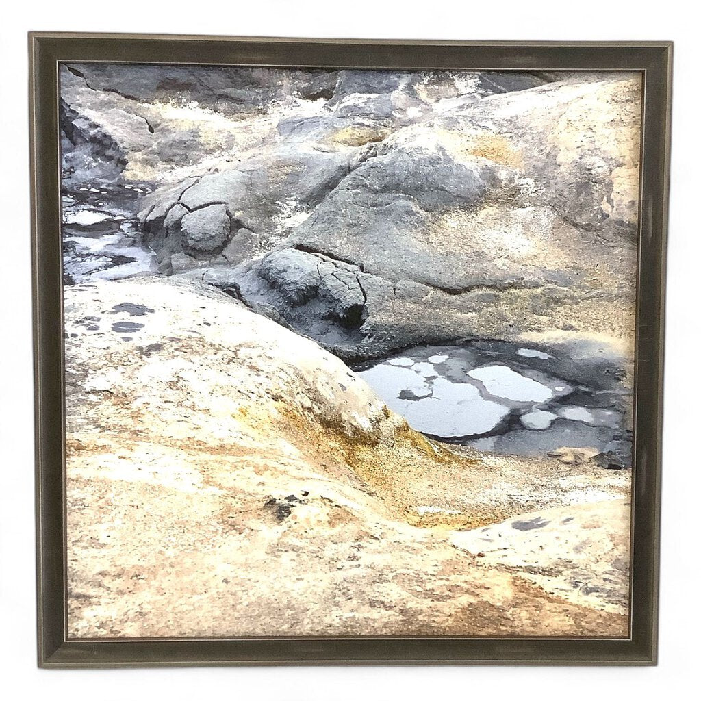 Water/Rocks Framed Canvas Art