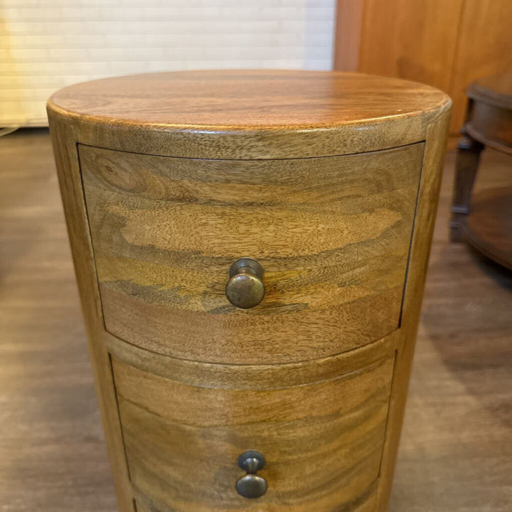 Cylindrical 4 Drawer Wooden Accent Table