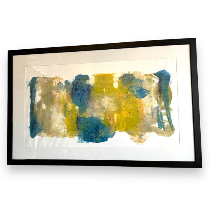 Orig. Price $250 - Framed "Teal & Scribbles II" by Joyce Combs