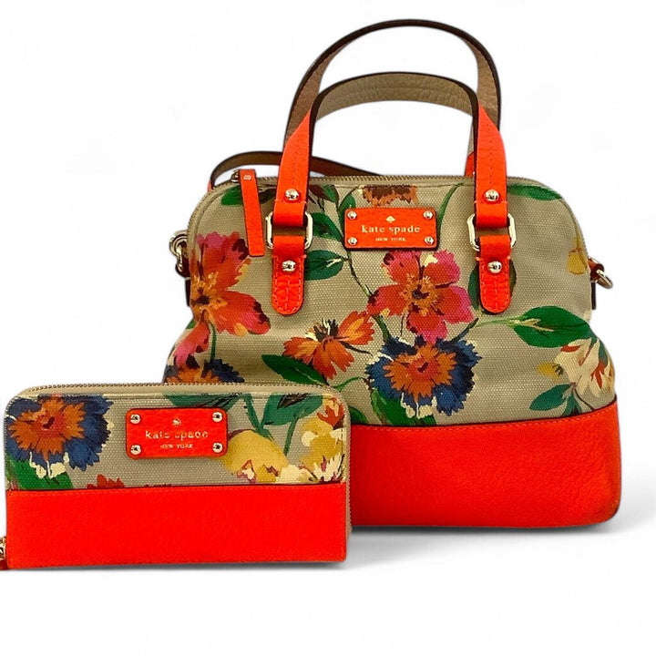 "Grove Court" Floral Handbag w/Matching Wallet