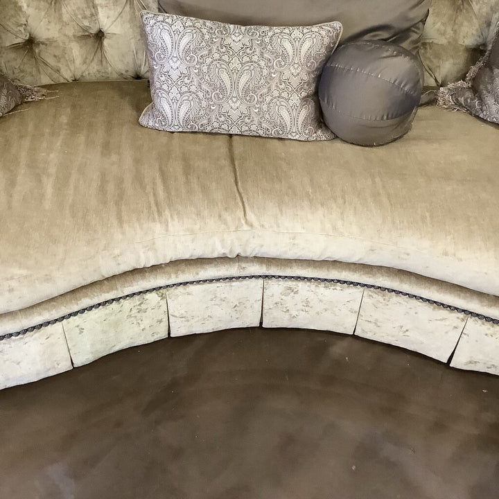 Curved Sofa w/ 6 Pillows