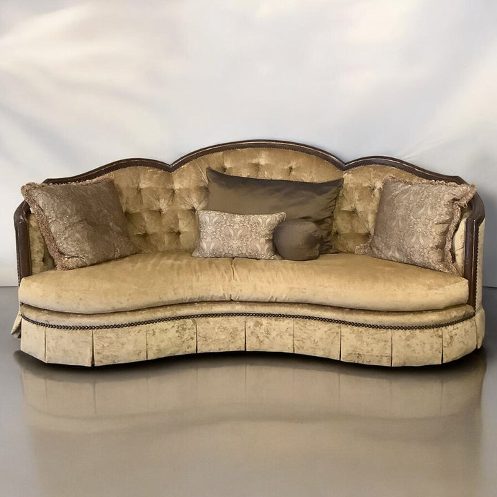 Curved Sofa w/ 6 Pillows