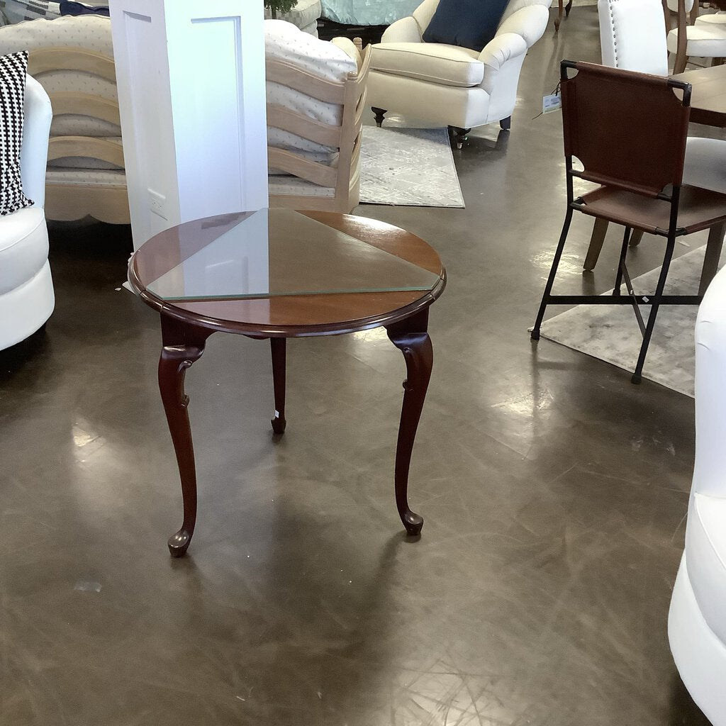 Orig Price $300 - Trifold End Table w/ Glass Top