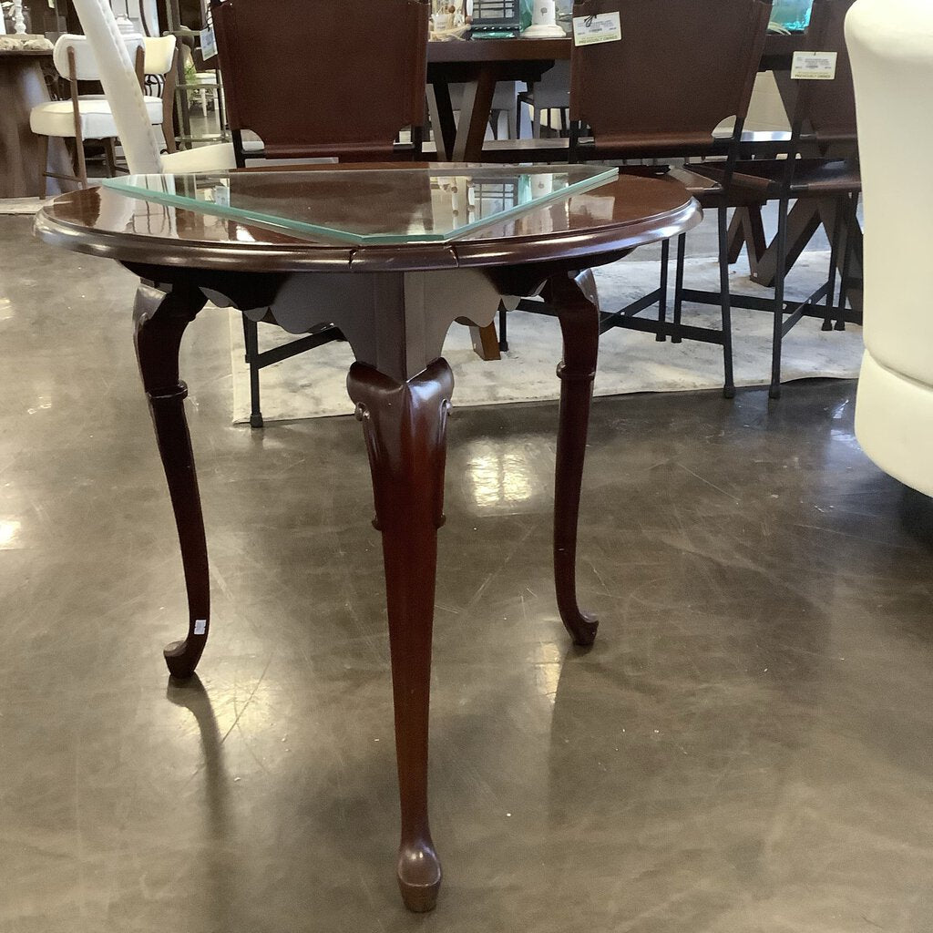 Orig Price $300 - Trifold End Table w/ Glass Top