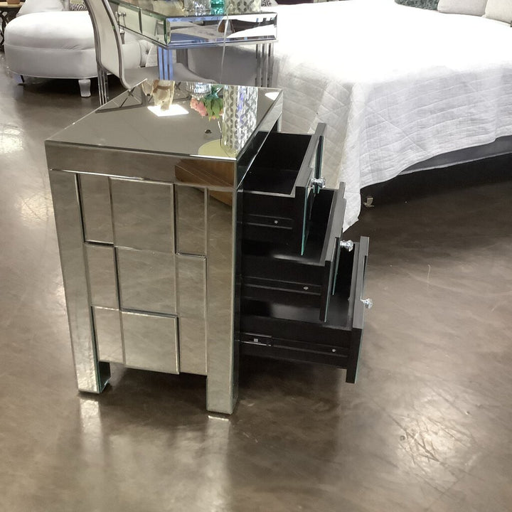 Orig Price $350 - Mirrored Night Stand w/ 3 Drawers