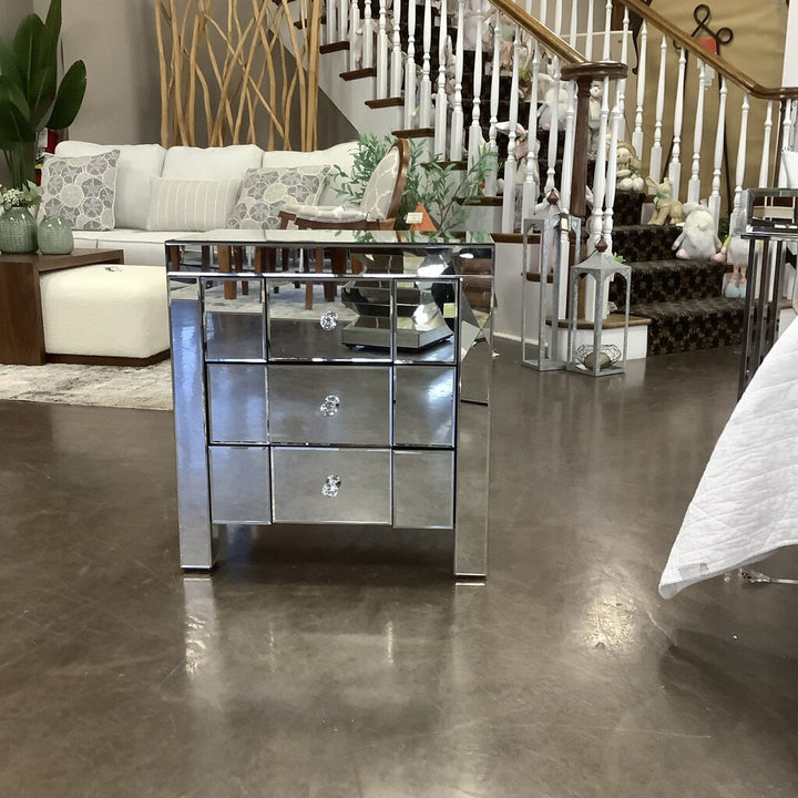 Orig Price $350 - Mirrored Night Stand w/ 3 Drawers