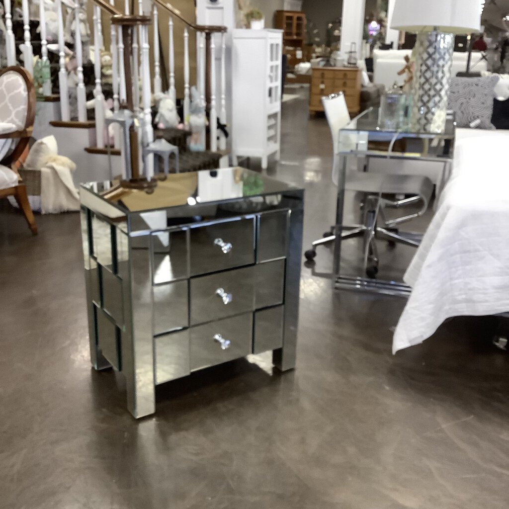 Orig Price $350 - Mirrored Night Stand w/ 3 Drawers