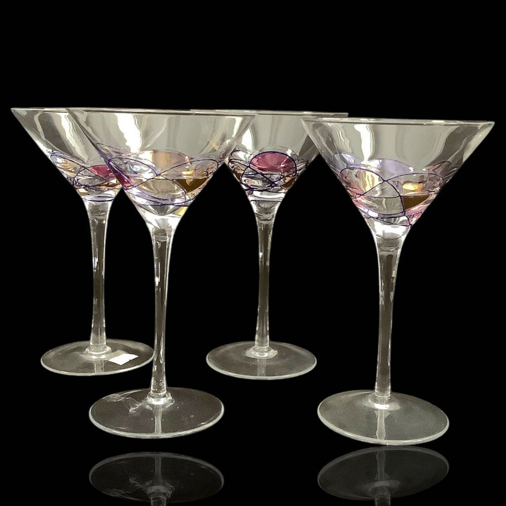 Set/4 Swirl Martini Glasses