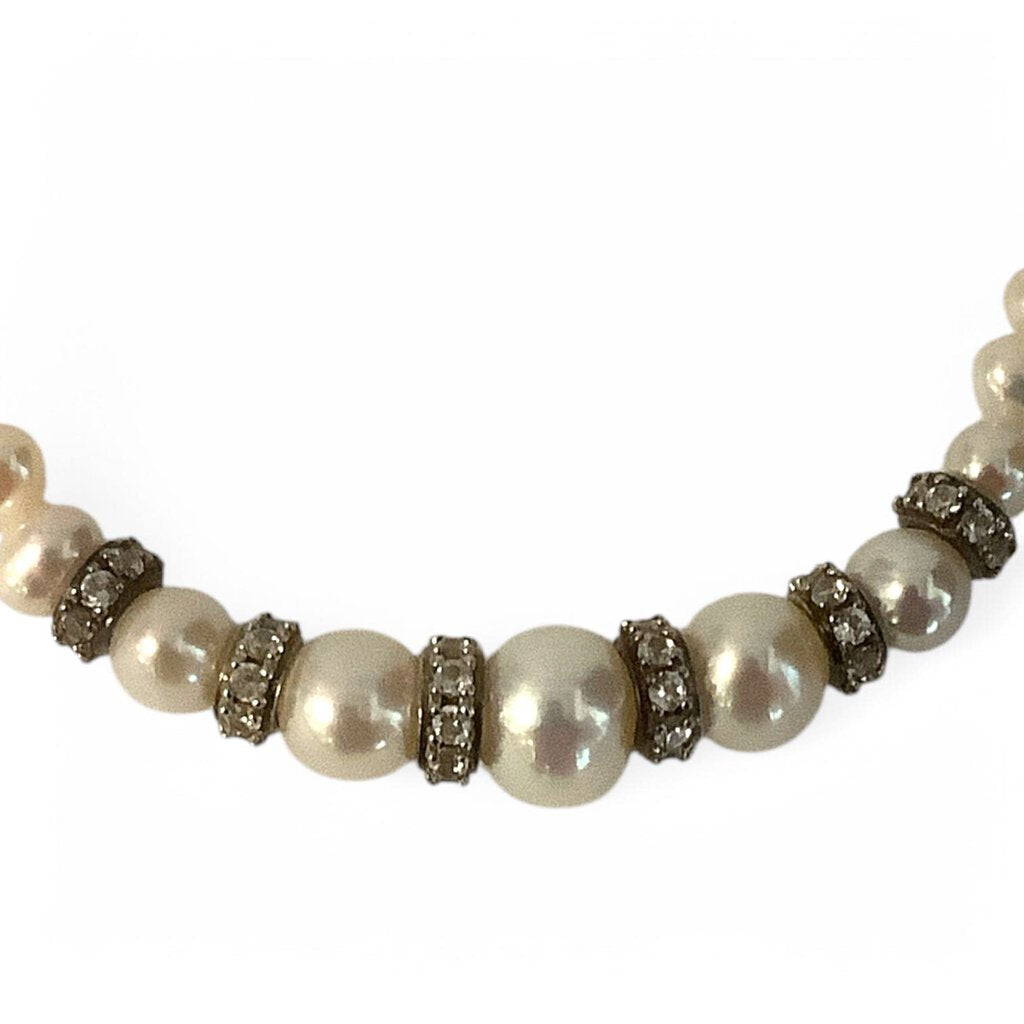 Pearl & Pave Sterling Silver Bracelet