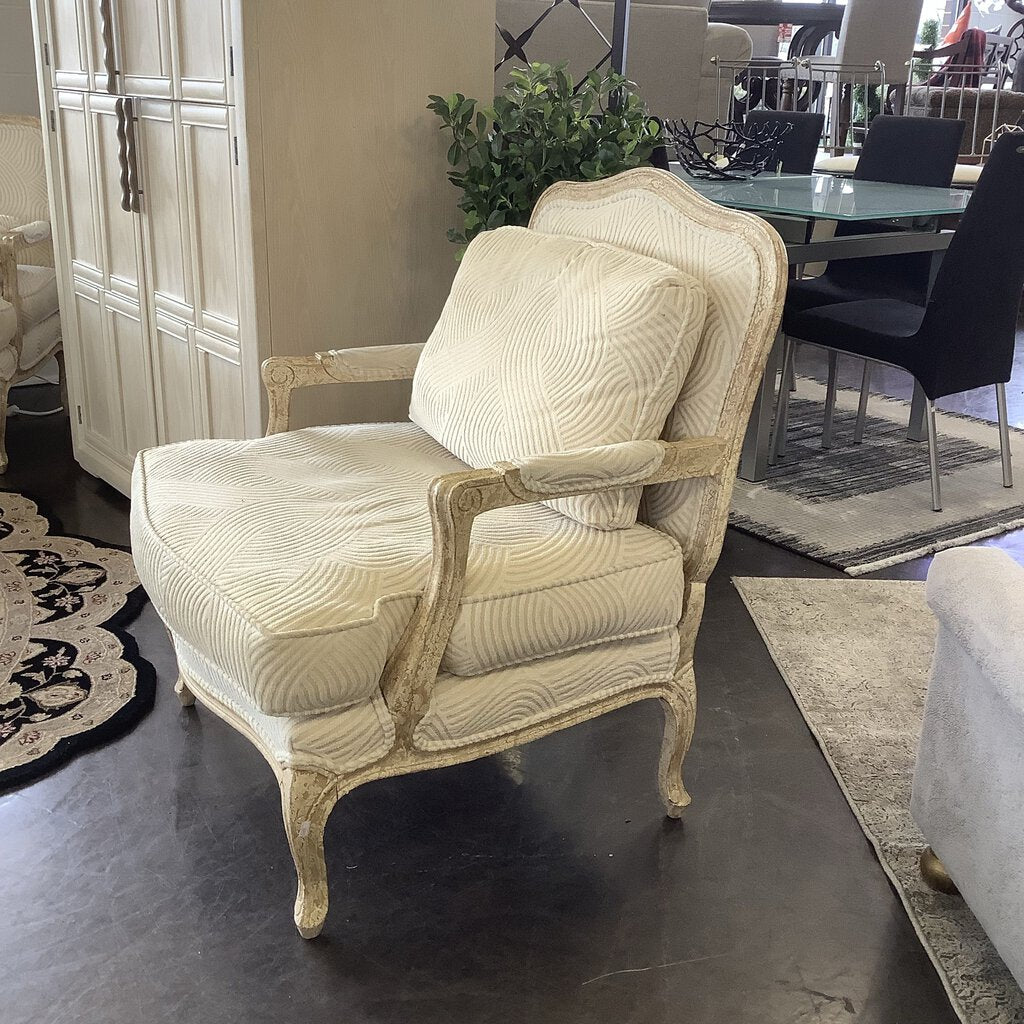 Bergere Chair w/ Antiqued Wood Frame