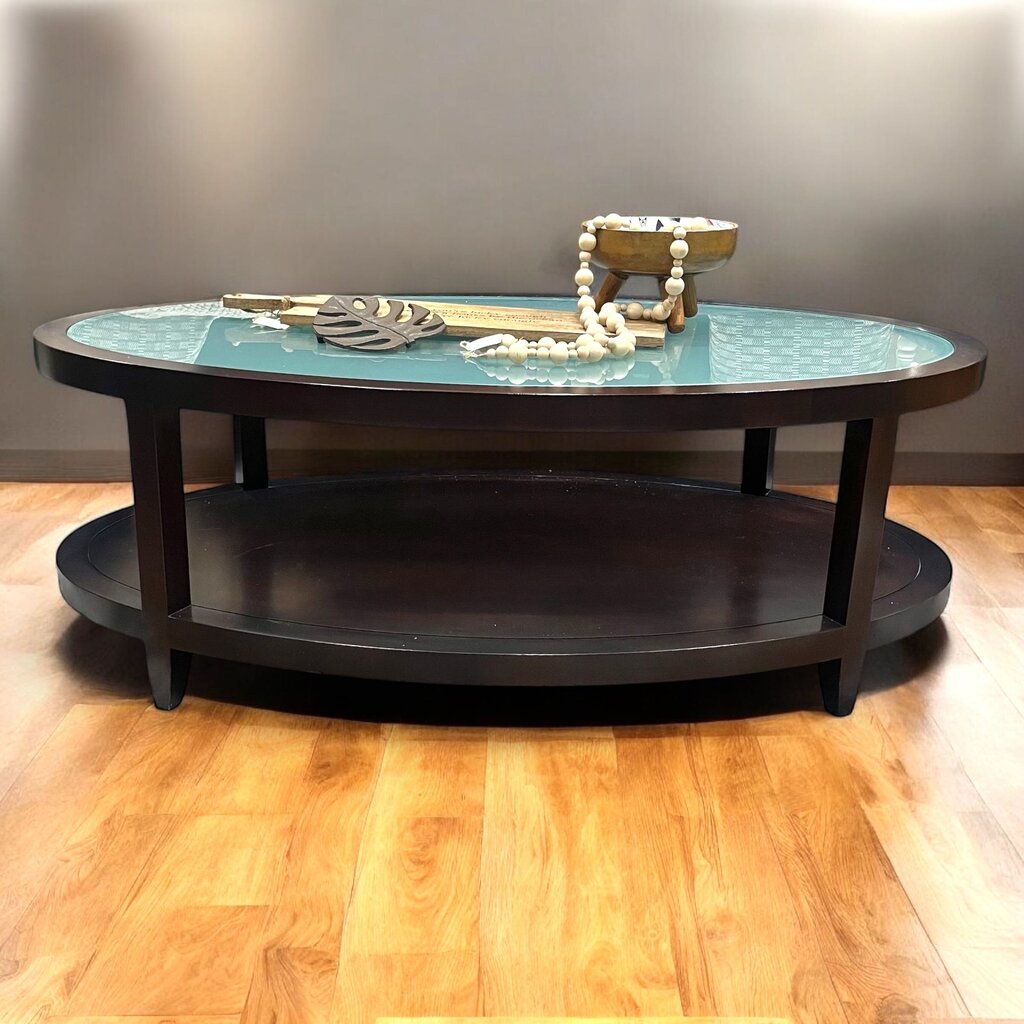Oval Cocktail Table w/ Frosted Glass
