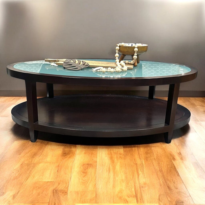 Oval Cocktail Table w/ Frosted Glass