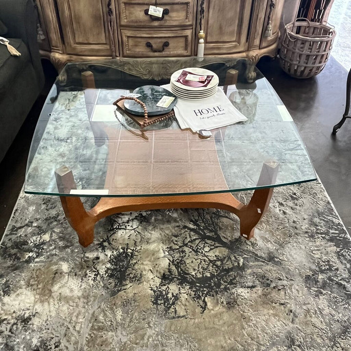 Glass & Wood MCM Cocktail Table