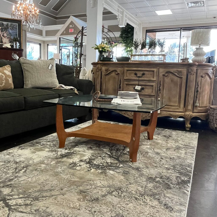 Glass & Wood MCM Cocktail Table