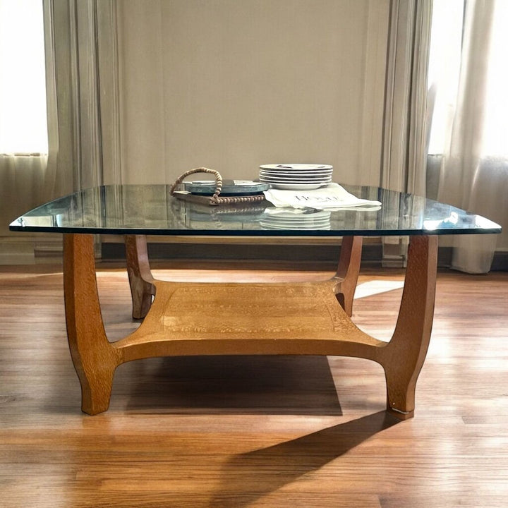 Glass & Wood MCM Cocktail Table