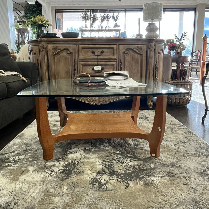 Glass & Wood MCM Cocktail Table