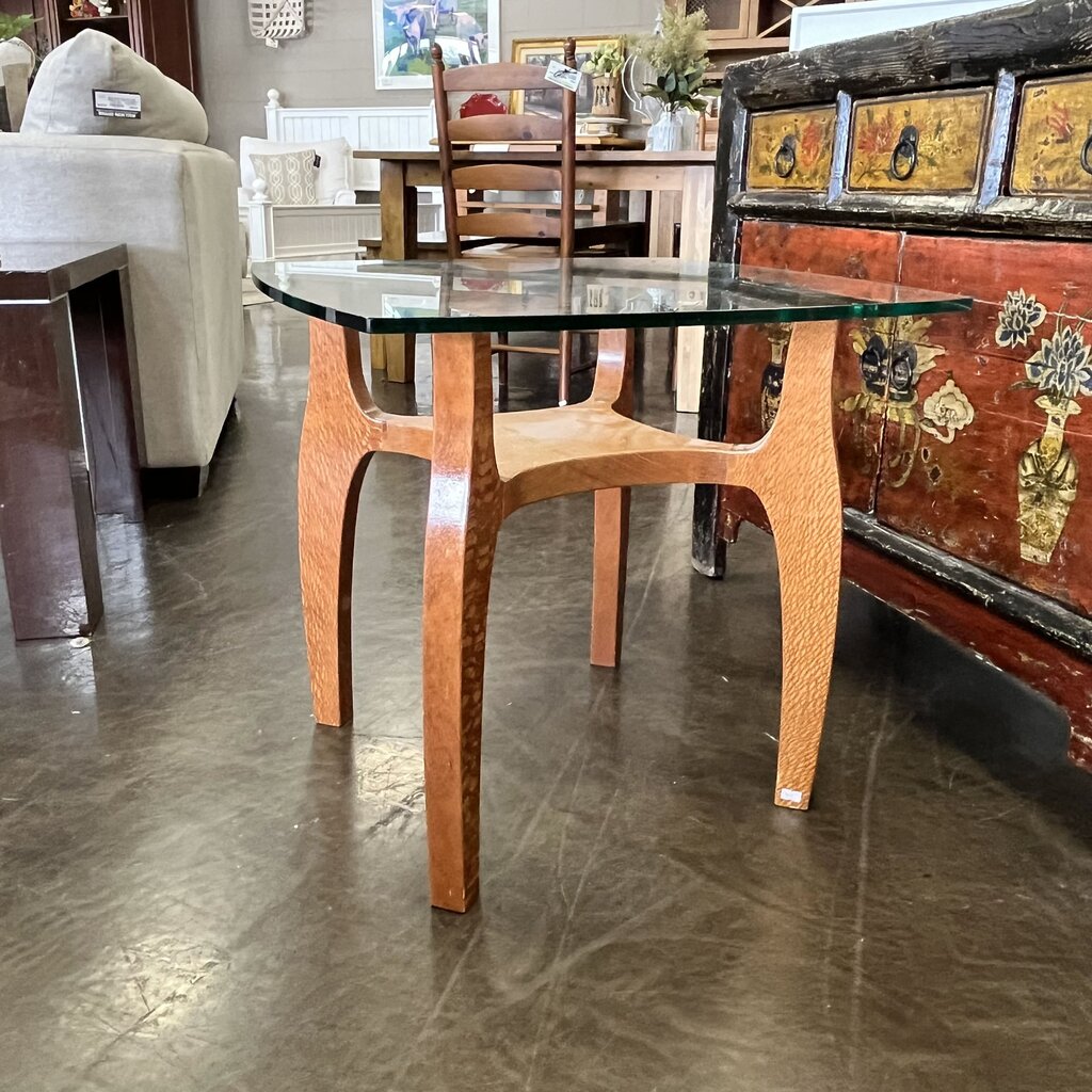 MCM Glass & Wood End Table