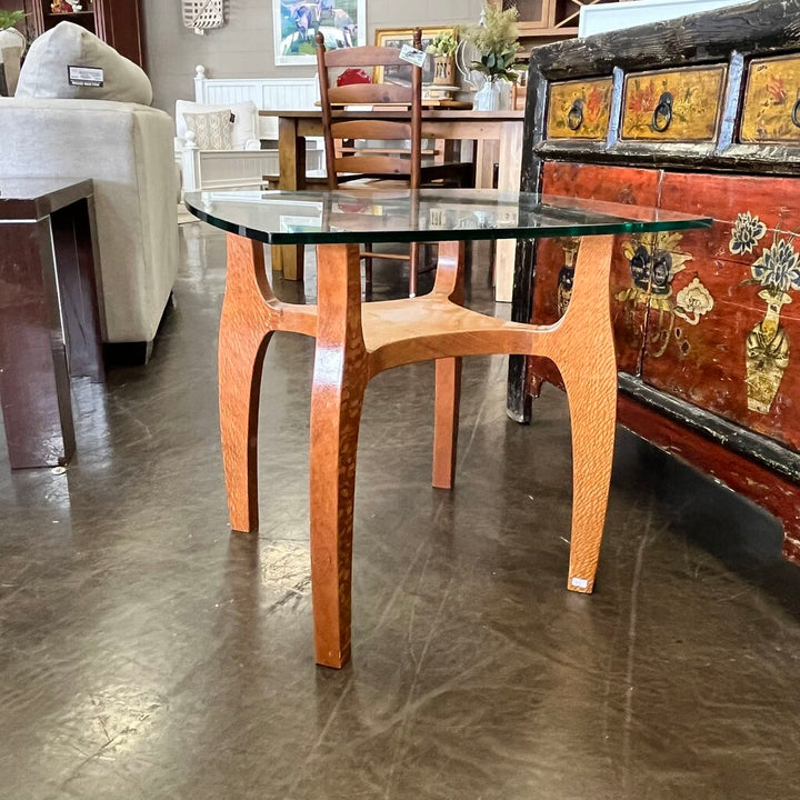 MCM Glass & Wood End Table