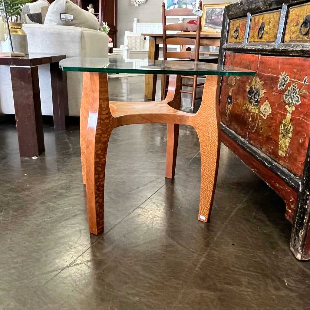 MCM Glass & Wood End Table