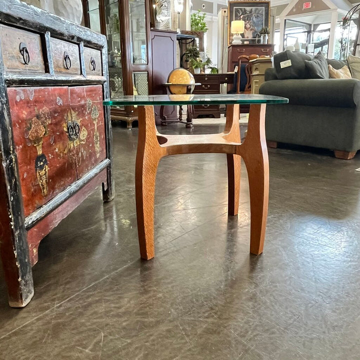 MCM Glass & Wood End Table