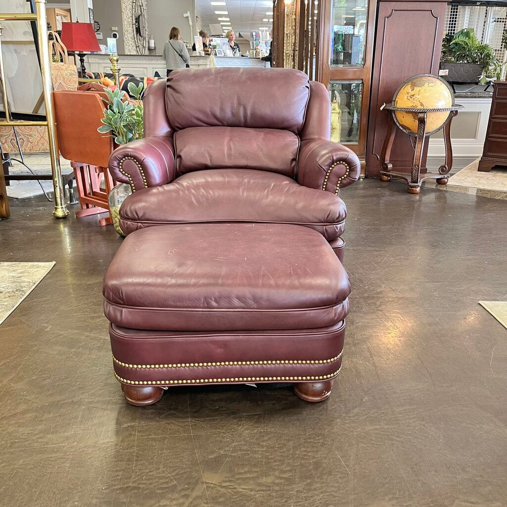 Orig Price $3000 - Leather Chair w/ Ottoman