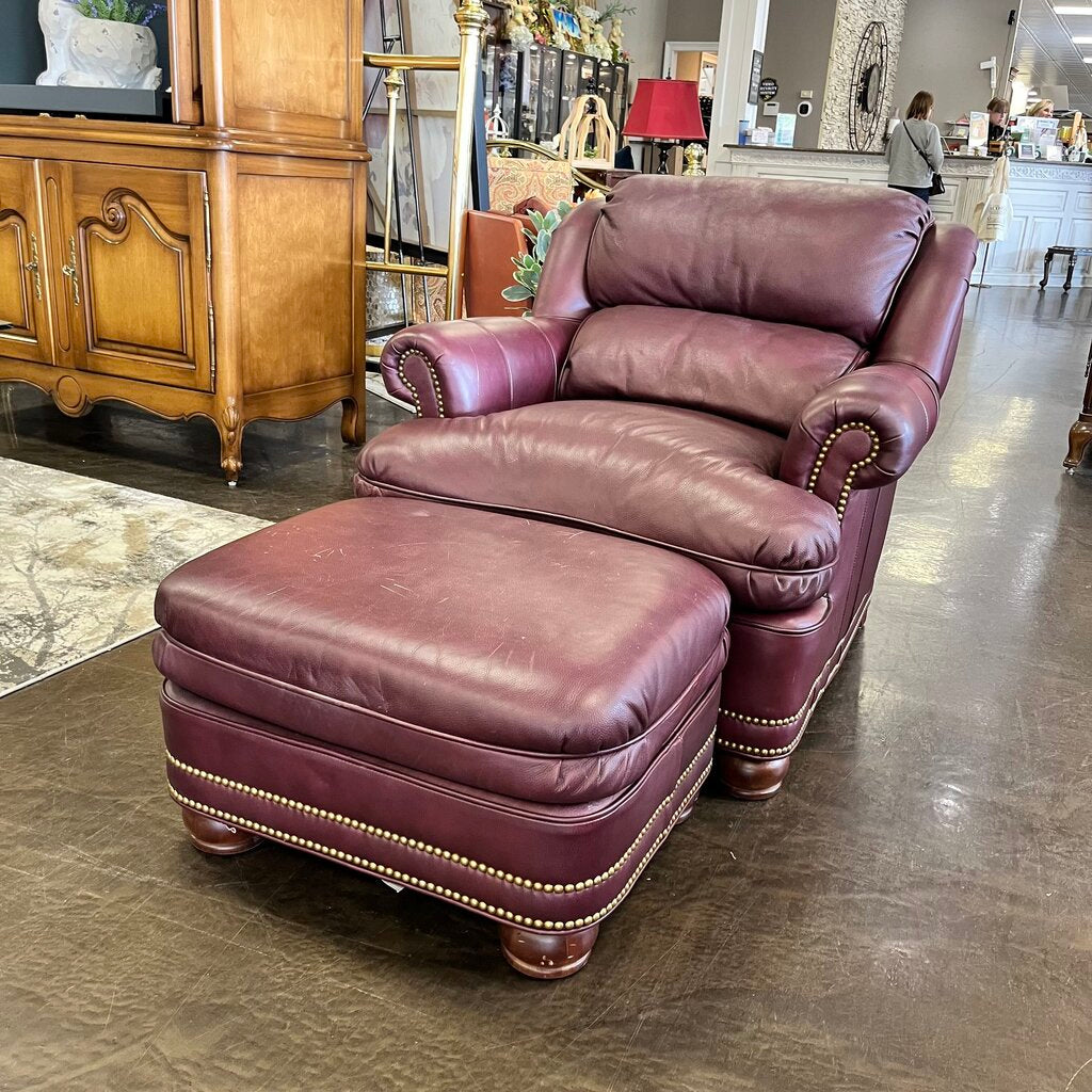 Orig Price $3000 - Leather Chair w/ Ottoman