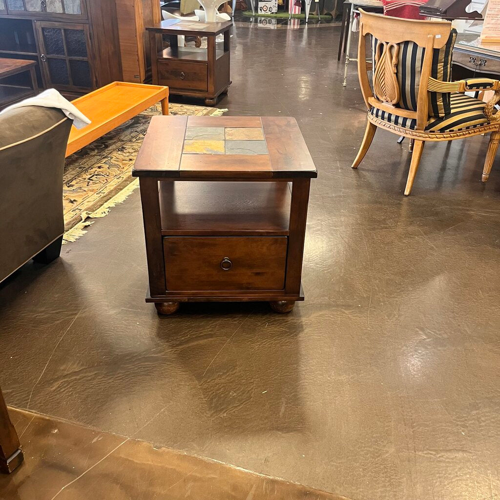 Orig Price $600 - End Table w/ Tile Inlay