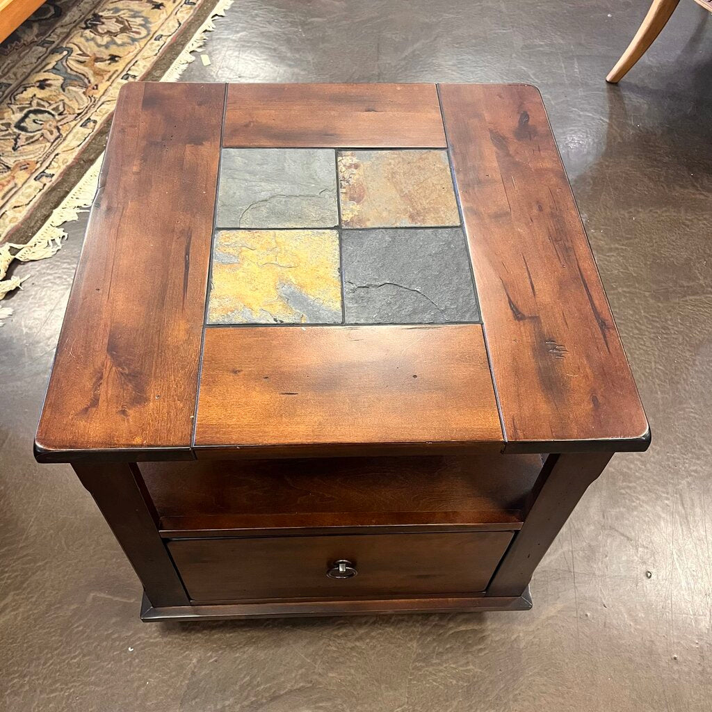 Orig Price $600 - End Table w/ Tile Inlay