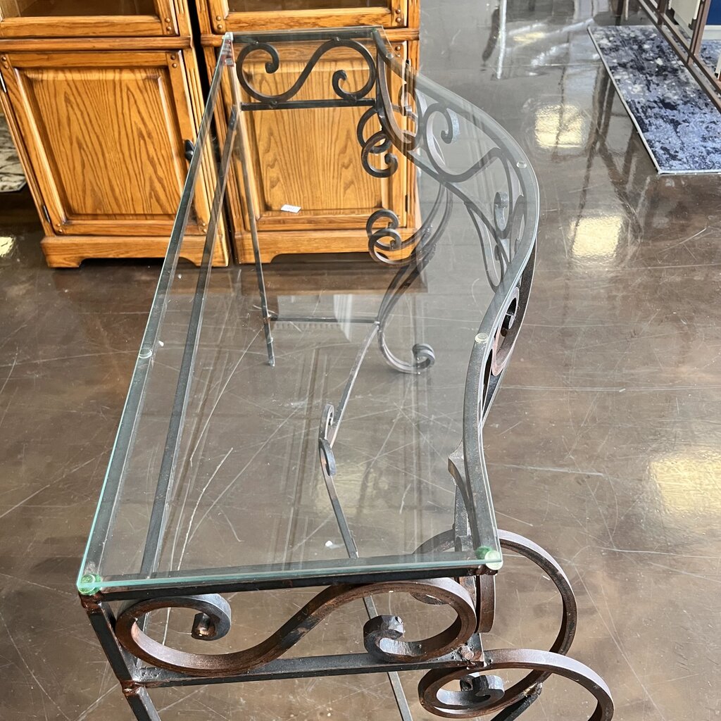 Wrought Iron & Glass Sofa Table