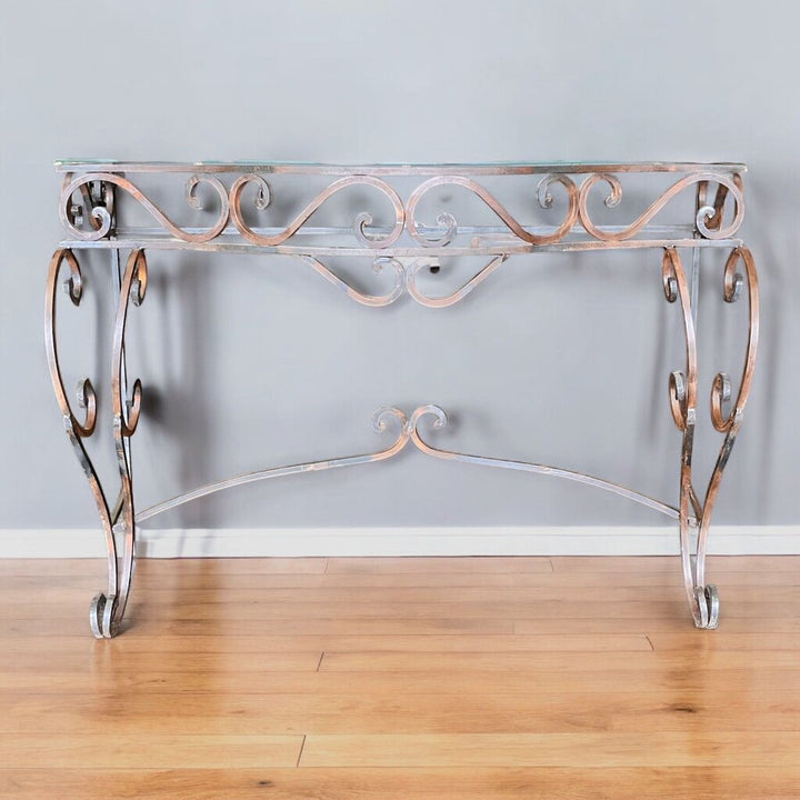 Wrought Iron & Glass Sofa Table