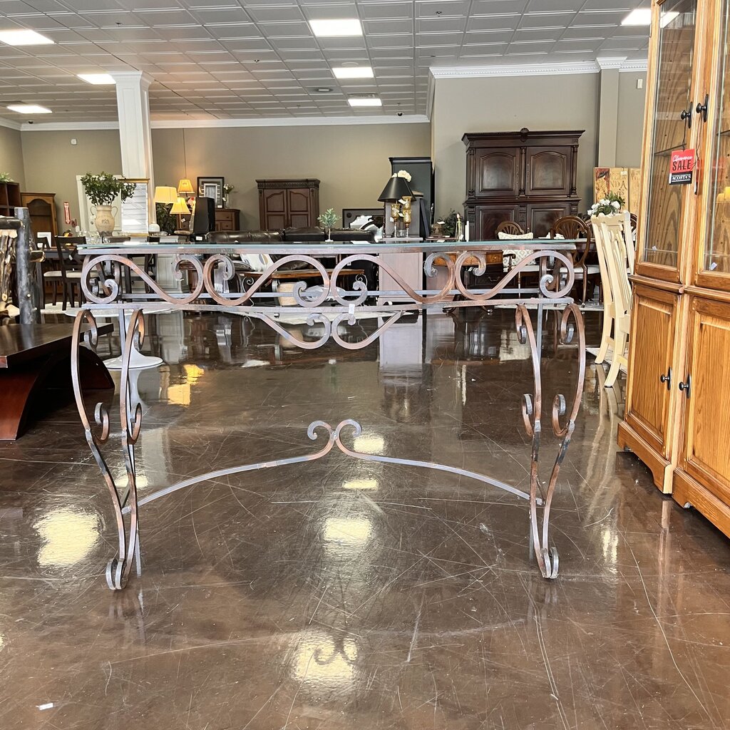 Wrought Iron & Glass Sofa Table
