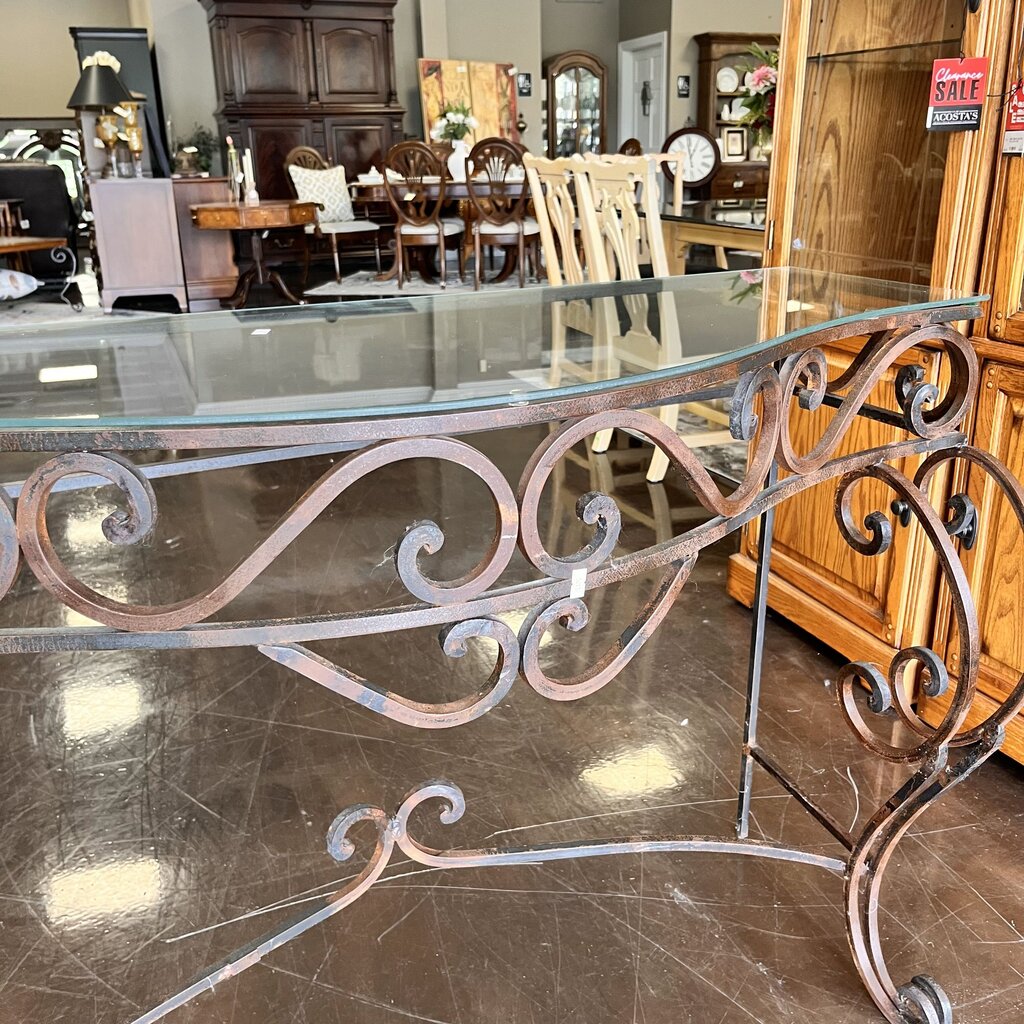 Wrought Iron & Glass Sofa Table