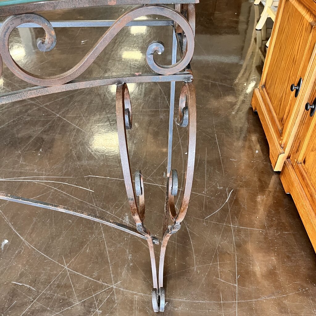 Wrought Iron & Glass Sofa Table