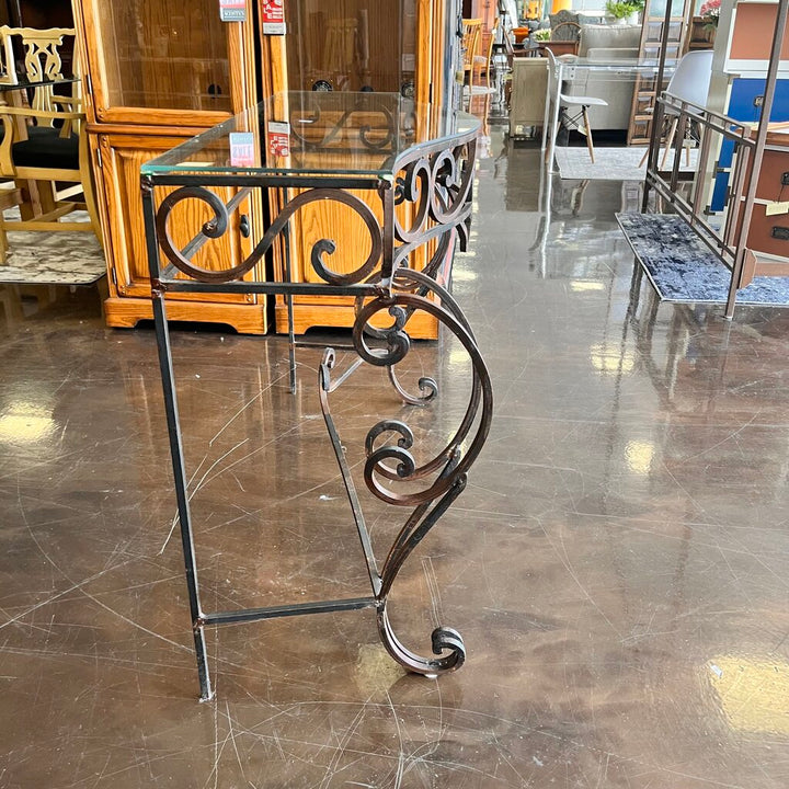 Wrought Iron & Glass Sofa Table