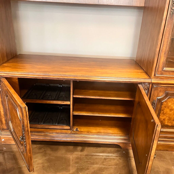 Media Center w/ Glass Door Cabinets