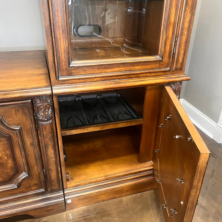 Media Center w/ Glass Door Cabinets