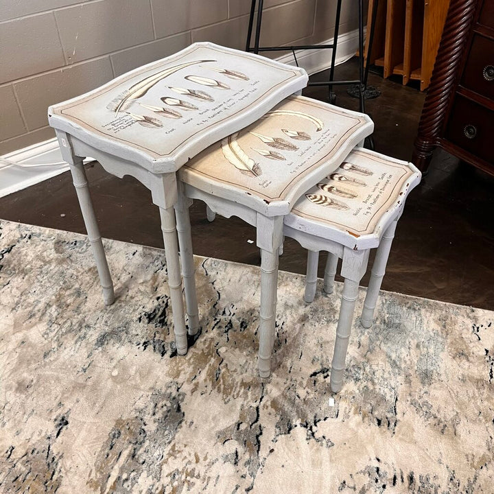 Nesting Tables w/ Feather Motif