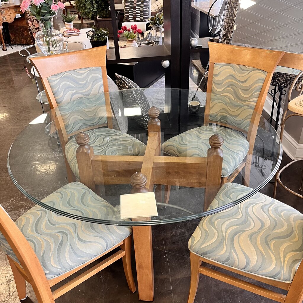 Orig Price $3500 - Glass Dining Table w/ 4 Chairs