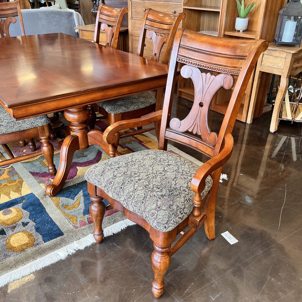 Dining Table w/ 6 Chairs, Leaf, & Pad